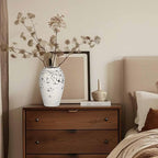 Handcrafted Flower Vase, 9.5" Tall Terracotta Vases, Vintage Rustic Ceramic Vase Décor, Wide Mouth, Matte Finish for Home Office Resto Café Décor