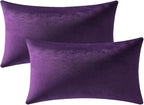 12x20 Throw Pillow Cases Purple: 2 Pack Cozy Soft Velvet Rectangular Decorative Pillow Covers for Farmhouse Home Decor