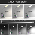 Desk Lamp for Home Office, LED Desk Lamp with Wireless Charger Pen Phone Holder, Dimmable Desk Light 3 Color Modes, College Dorm Study Lamp for College Dorm, CRI 90 800 Lumen