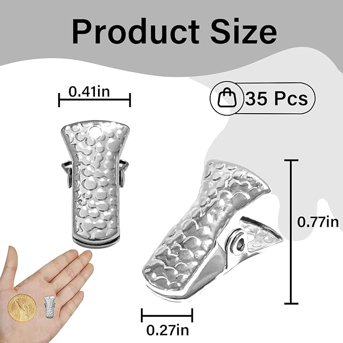 35 Pack Mini Metal Alligator Clips for Crafts Non-Slip Silicone-Coated Retro DIY Badge Small Spring Clips (Silver)