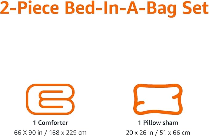 Amazon Basics 2 Piece Soft Microfiber Kid's Comforter and Pillow Sham Set, Twin, Dinosaurs, Animal Print