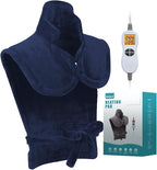 26" x 35" Flannel Neck&Shoulder&Back Heating Pad with 12 Temperature Settings&Countdown Timer, Pain Relief for Back/Neck/Shoulders/Menstrual Pain, Christmas Gifts for Women Men Mom Dad(Navy Blue)