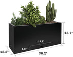Worth Garden Metal Rectangular Planter Box - Black Powder Coated Steel Planter - 16" H. Tall Heavy Duty Modern Flower Plant Pot - Indoor & Outdoor, Commercial & Residential (16"x12"x36")