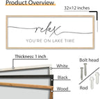 SRSZHIYUE Relax You're On Lake Time Wall Decor Above Bed Sign 32"×12" for Lake House Bedroom Over Bed Large Wood Framed Hanging Art (Wood)