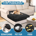 H.VERSAILTEX Velvet Stretch Individual Chaise Cover Sectional Couch Covers for L Shaped Sofa Both Left/Right Furniture Protector Seat Cushion Sofa Cover (1 Piece Chaise Cover, Black)