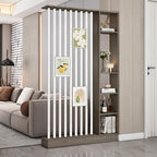 Wall Room Divider, Storage Cabinet Storage Display with Shelves, Modern Freestanding Wood Room Divider Screen, Wall Privacy Screens for Home Decorative (Grey Oak+White,47" L x 9.5" W x 79.5" H)