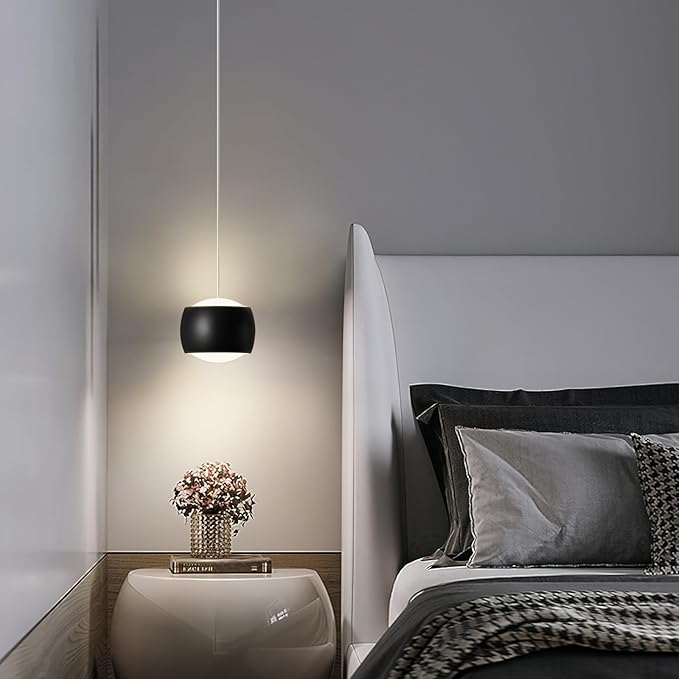 Modern LED Dimmable Pendant Light fixtures,Mini Island Pendant Lighting for Kitchen Island Dinning Room,Bedroom,Bar, Kitchen Island Ceiling Hanging Light Fixtures(black-3-Pack)