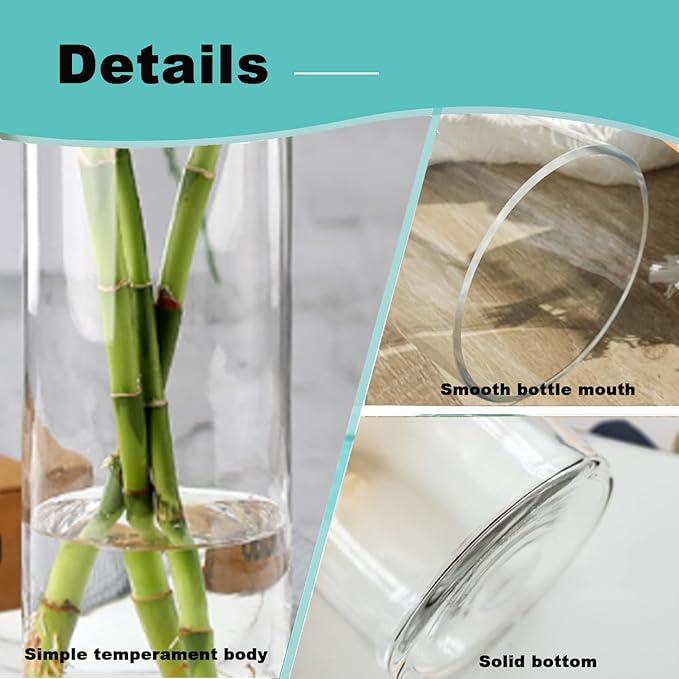 Glass Hurricane Candle Holder Esmiome - Cylinder Vases for Centerpieces 3 Sets (12Pcs) Hurricane Floating Candle Holder, Glass Vases for Flowers, Decorative for Home Wedding, 4''+6''+8'+10''(High)