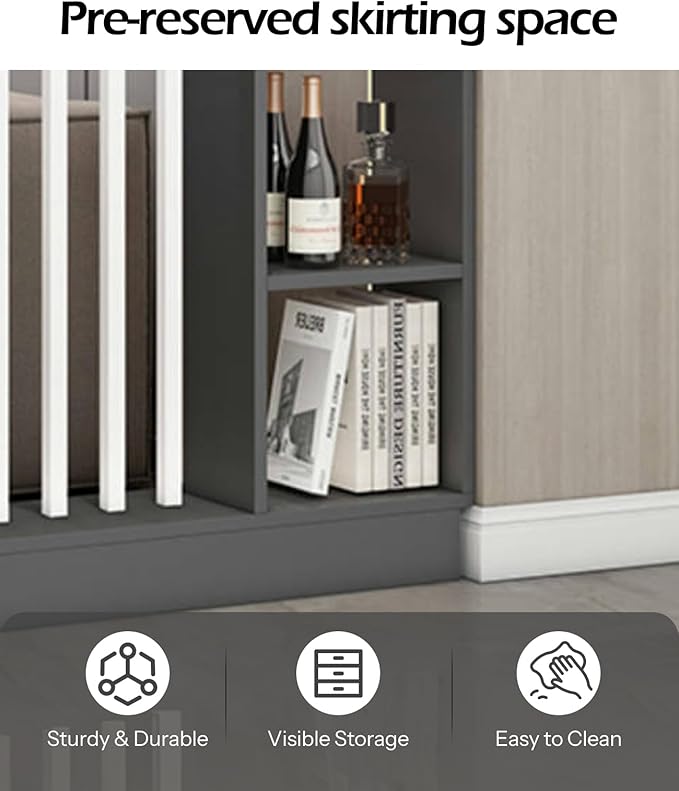 Wall Room Divider, Storage Cabinet Storage Display with Shelves, Modern Freestanding Wood Room Divider Screen, Wall Privacy Screens for Home Decorative (Grey+White,31.5" L x 9.5" W x 79.5" H)