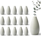 Modern White Small Ceramic Vase Set of 16 for Living Room Bedroom 4.13'' Minimalist Fresh Flower Vases for Home Decor Office Fireplace Centerpieces Nordic Style Gift for Fake Plant 16 Pack