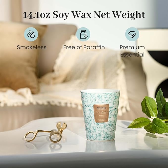 M&SENSE FreshSage Citrus Scented Candles for Home, Lead-Free Wick Highly Scented Jar Candles, 14.1 Oz 80 Hours Lasting Burning Candles Gifts for Women, Relaxing Aromatherapy Candle for Stress Relief