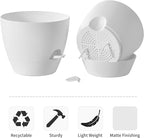 FaithLand 3-Pack Planter Pots, 10 9 8 Inch Self Watering Flower Pots for Indoor Outdoor Garden Plants, White