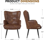 Nalupatio Mid Century Modern Accent Chair, PU Leather Upholstered Tufted Button Chairs, Living Room Reading Wingback Armchair, Side Chair for Living Room Bedroom, Brown