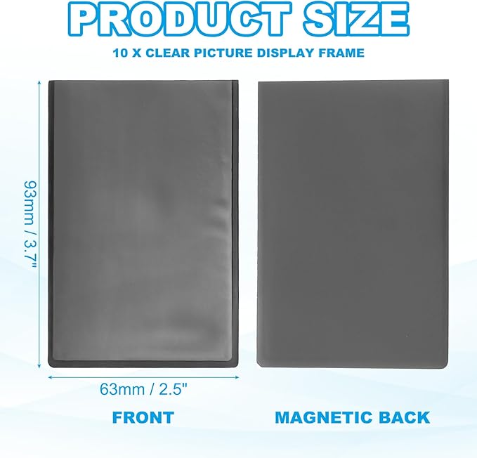 PATIKIL 2x3 Fridge Magnetic Frame, 10Pcs Mini Picture Frames Photo Frame Instant Film Small Picture Holder for Fujifilm Refrigerator, Black