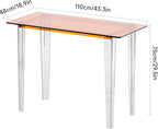 Acrylic Desk, Modern Study Table for Home Office - Extended Surface Multi-Purpose Console & Entryway Table, Sturdy Lightweight Design (42.5-inch, Orange)