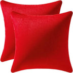 26x26 Euro Pillow Covers : 2 Pack Cozy Soft Velvet Oversized Couch Pillow Shams, Square Throw Pillow Cases for Living Room Sofa, Red