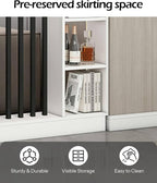 Wall Room Divider, Storage Cabinet Storage Display with Shelves, Modern Freestanding Wood Room Divider Screen, Wall Privacy Screens for Home Decorative (White+Black,31.5" L x 9.5" W x 79.5" H)