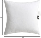 DWR Set of 2 Feather Down Throw Pillow Inserts 18x18 with Organic Cotton Cover, Feather Square White Decorative Pillow Inserts for Bed, Sofa, and Couch
