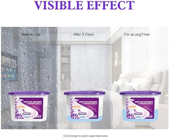 CANAGER Lavender Vanilla Moisture Absorber Box,Odor Eliminator and Dehumidifier Boxes for Closet,Bedroom,Kitchen,Bathroom-6 Packs,Cups - Traps Moisture for Fresher, Cleaner Air Purple