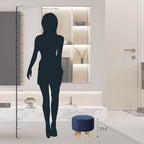 Asense Small Round Ottoman Foot Rest Stool Corduroy Fabric Padded Seat Footstool Ottoman with Anti-Slip Wooden Legs (Navy Blue,Corduroy)