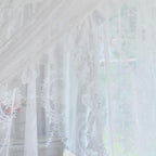 AIKASY Elegant Lace Princess 4-Poster Bed Canopy Mosquito Net - Romantic Wedding Bridal Bedroom Decor, Kids Room Bed Curtain for Women Adults - (White-2,Twin)