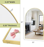 BEAUTYPEAK 20"x30" Arch Bathroom Mirror, Wall Mounted Vanity Metal Frame Mirror for Bedroom, Entryway, Living Room, Gold
