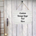 Personalized Wooden Welcome Sign for Front Door - Customized Home Decor With Image/Text - Hanging Farmhouse Decorations for Home Office - 11.2 * 8 Inch