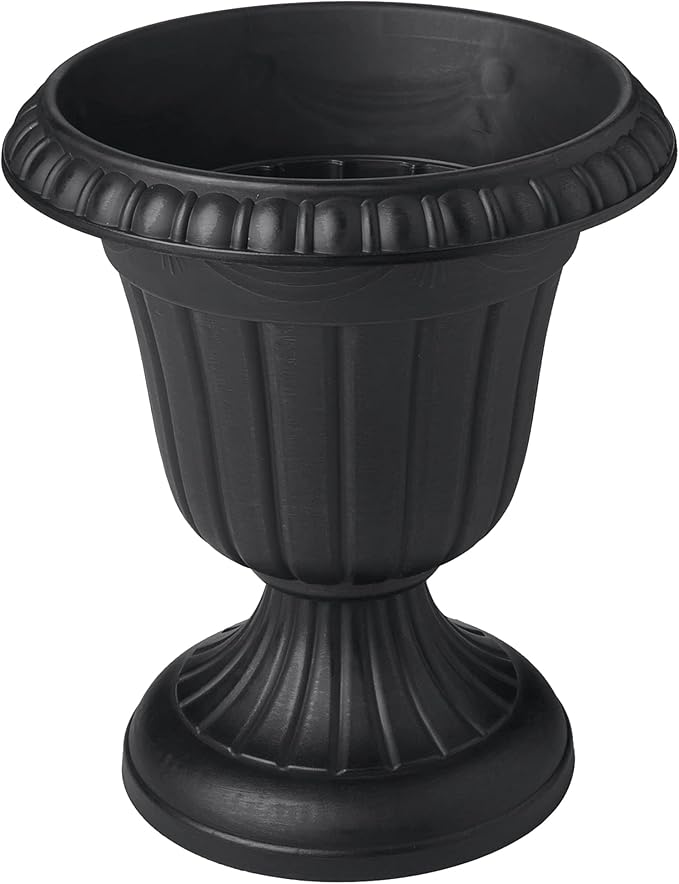 PL00BK Classic Traditional Plastic Urn Planter, Black
