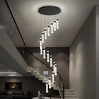 16-Light Black Crystal Chandelier for Foyer Entrance Loft 118" Long Spiral Stair Bubble Crystal Chandelier for High Ceiling Lighting Fixtures LED Lampara, Dimmable 3000K-6000K