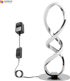 LED Spiral Bedside Table Lamp, Stepless Dimmable 12W 3000K Warm White, Modern Nightstand Desk Lamp for Bedroom, Living Room, Sliver