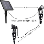 MINI 50X Twin Solar-Powered Cast Aluminium Warm White LED Spotlight 60-100 Lumen Per Light Fixture for Outdoor Garden Yard Landscape Downlight