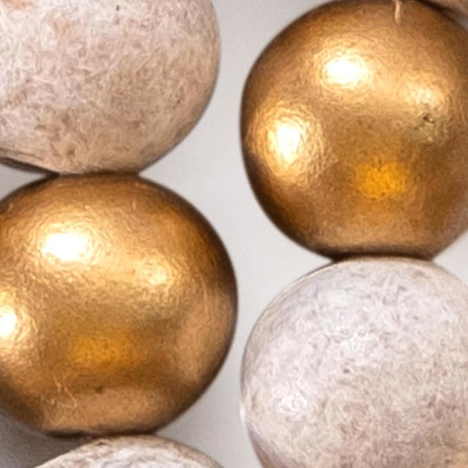 Wooden Bead Garland Decor, Farmhouse Boho Tassel Garland Wood Beads