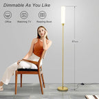 Floor Lamp with Remote Control,Bright Floor Lamps for Living Room/Bedroom/Office, Stepless Adjustable 3000K-6000K Colors and 10-100% Brightness,Standing Light with Foot Switch (Gold)