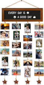 Picture Frames Collage Wall Decor Photo Collage Frame Hanging Photo Display, Felt Letter Board with 340 Letters and 30 Clips, Unique Rustic DIY Photo Frames for Family Best Friends