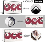 Wodkodnxy Red 8 Ball Poster, Lucky Me Lucky You Lucky Us Quote Canvas Wall Art, Playful Billiards Balls Picture Print, Retro 8ball Pool Painting for Bar Cart Game Room Man Caves Wall 8x12in Unframed