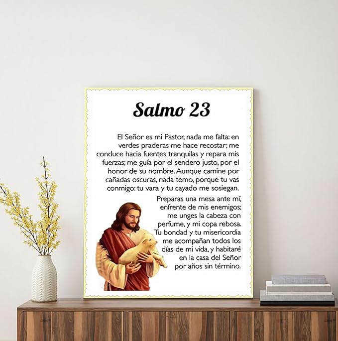 ART Salmo 91 En Español Para Pared Cuadros Cristianos Para Pared En Español, Psalm 91 Wall, Christian In Spanish, Decoraciones Para Cuartos Psalm 91 Framed Wall Decor (Salmo 23