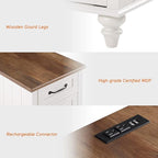 WAMPAT 2 Pack Off White End Table with Charging Station, Wood Side Sofa Table with Drawer and Storage Cabinet, Modern Nightstand with Power Outlets & USB Ports for Living Room, Bedroom