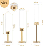 Gold Hurricane Candle Holders Set of 6, Tall Metal & Windproof Glass Taper Candle Holders, Outdoor/Indoor Table Centerpieces for Weddings, Christmas, Parties, Fireplace Decor