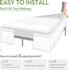 RIMELA Bed Skirting Queen Size White Bed Skirt 21 Inch Drop, Wrap Around Elastic Adjustable Bedskirt, Dust Ruffle for Bed Frame & Box Spring Soft Durable Fabric Machine Washable Easy to Install