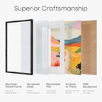 Homeforia Oak Wooden Poster Frame, 27x40, Black, Matted, Wall Mount, Modern Style, Set of 1