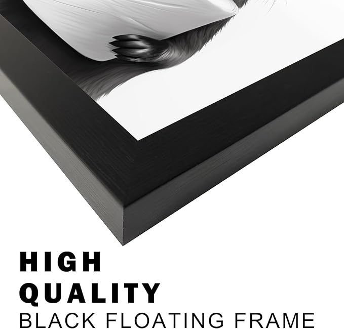 Framed Animal Bathroom Wall Art, Funny Bathroom Wall Decor, Toilet Paper in Raccoon's Hand, Black and White Canvas Print Picture Artwork for Hme