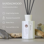 Reed Diffuser Set, Sandalwood Scented Oil Diffuser, 6.76 fl oz (200 ml) Home Fragrance Diffuser with Reed Sticks, Air Fresheners for Home, Bathroom Shelf Decor
