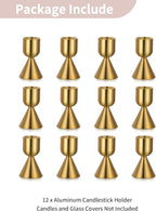 NUPTIO Gold Candlestick Holder Bulk: Set of 12 Brass Taper Candle Stick Holders - Small Aluminium Candleholder for Thanksgiving Birthday Christmas Decor