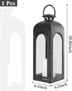 Bdor 20 Inches Metal and Stainless Steel Glass Decorative Lantern with Electronic Wax Effect - Indoor/Outdoor Decorative Lighting, Handcrafted Aesthetic, Perfect for Home, Parties, and Holiday Decor