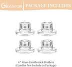 Glasseam Glass Tapered Candlestick Holders: Small Taper Candle Holders Set of 4 Clear Candle Sticks Holder for Table Centerpiece Short Modern Candle Holder for Wedding Christmas Home Decoration