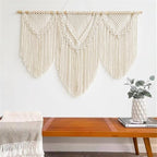 large macrame wall hanging - Boho Tapestry Macrame Wall Decor Art- Chic Bohemian Handmade Woven Tapestry Home Decoration for Bedroom Living Room Apartment Wedding Party - 43"x32" (Beige-Triangle)