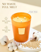 M&SENSE Sunset Mandarin Scented 35oz 150H Burn Time, 3-Wick Natural Aromatherapy Candle Highly Scented Long Lasting, Home Fragrance Housewarming Gifts New Home Gift Ideas