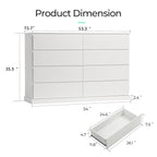 LINSY HOME 8 Drawer Dresser for Bedroom, 53" Wide Chest of Deep Drawers, Modern Farmhouse Wood Dressers with Storage, Large Drawer Organizer for Bedroom, Living Room, Handless Design, White