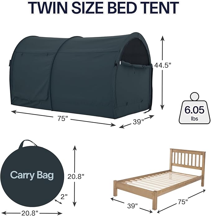 LEEDOR Bed Tent Dream Tents Bed Canopy Shelter Cabin Indoor Privacy Warm Breathable Pop Up Twin/Full/Queen for Kids and Adult Patent Pending(Mattress Not Included)