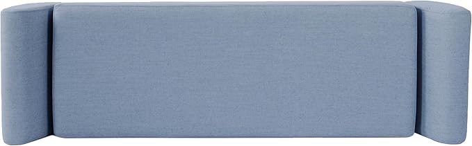 HomePop Modern Storage Bench with Wood Legs |Homepop Home Décor|Bench with Storage for Living Room & Bedroom - French Blue Woven